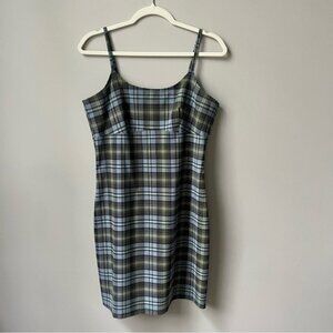 Vintage Y2K Babydoll Plaid Dress Juniors Large Blue Green Grunge Punk 90s Preppy